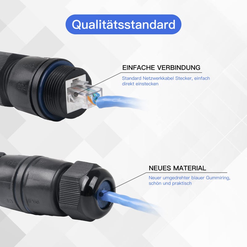 CNBTR RJ45 Coupler Underwater Ethernet LAN IP68 Cable Wire Connector ion M25 Gland No Shielded Double Cable Use for Outdoor LED Equipment Pack of 5 - Image 2
